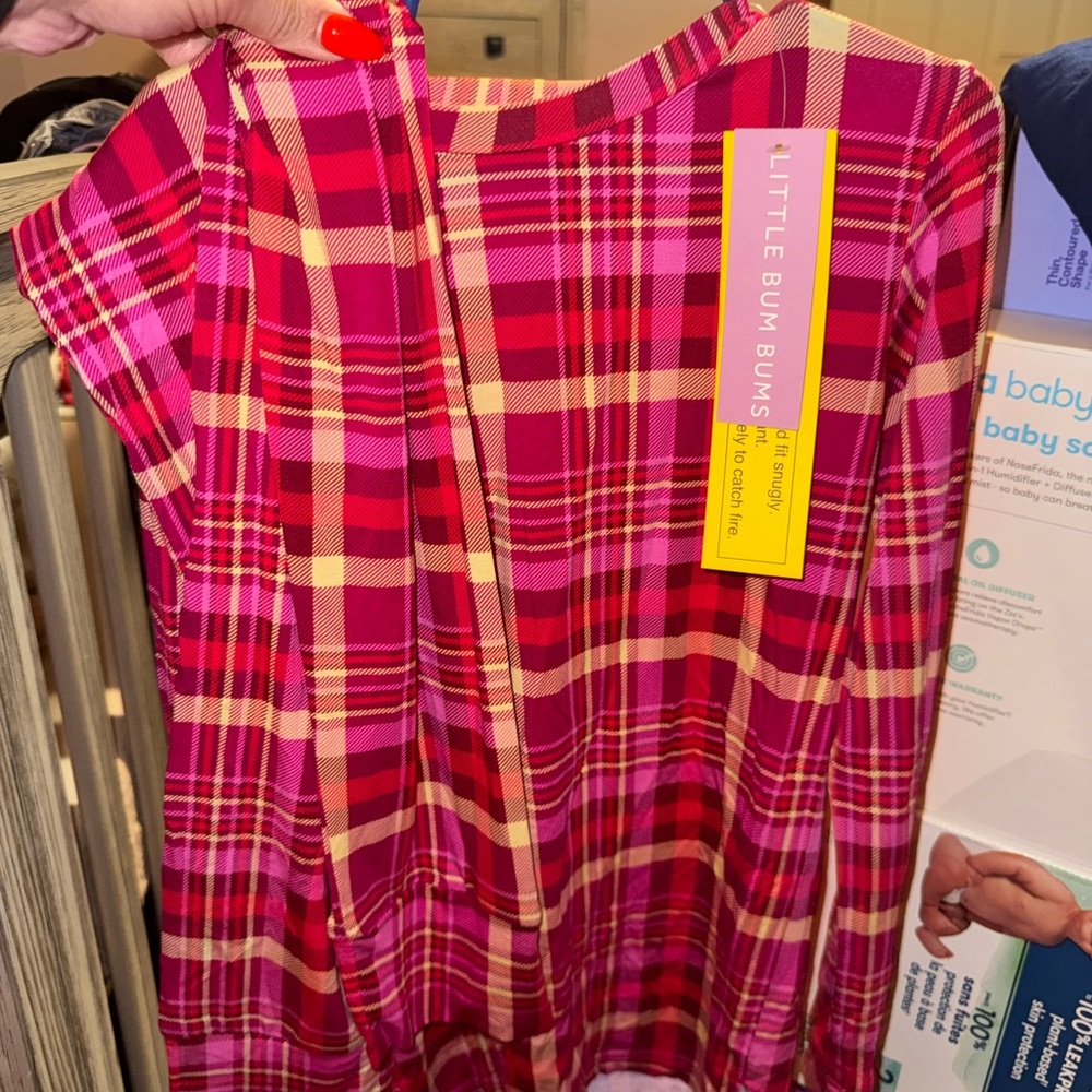 Little Bum Bums Pink Plaid Kids Pajama Set